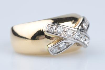 Bague croisée en or jaune 18 carats sertie de diamants 0,88 carats 2