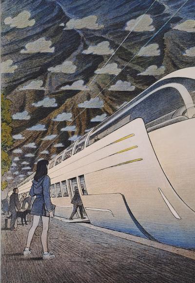 François Schuiten - Train du futur - Impression d’art, signée et numérotée au crayon 2