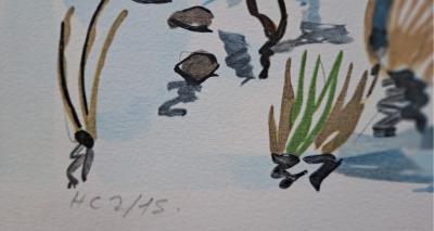 Yves Brayer - Le pêcheur sur la rive - Lithographie originale en couleur, signée et numérotée 2
