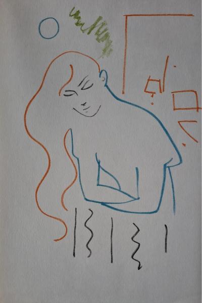Jean Cocteau - Juliette au balcon - Lithographie originale en couleur
