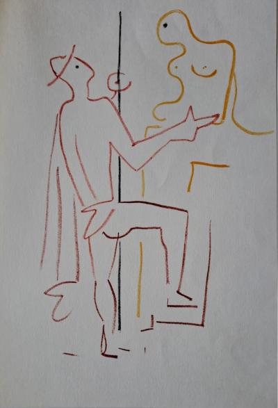 Jean Cocteau - La déclaration - Lithographie originale en couleur