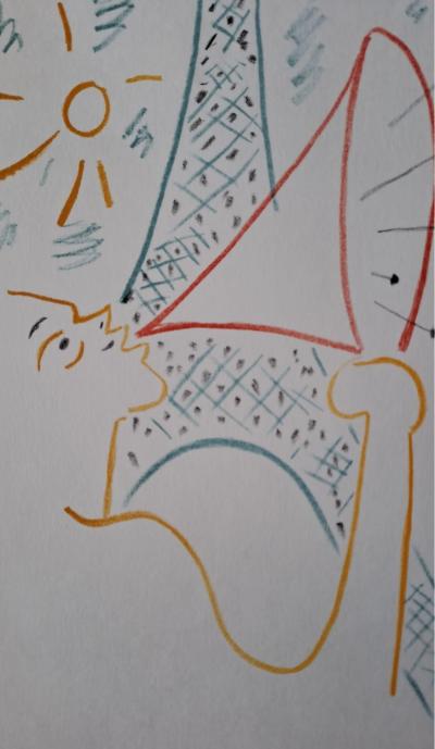 Jean Cocteau - Fête à la Tour Eiffel - Lithographie originale en couleur 2