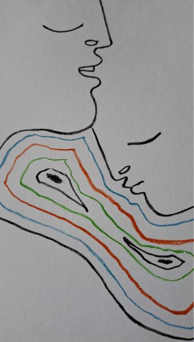 Jean Cocteau - La tendresse - Lithographie originale en couleur 2