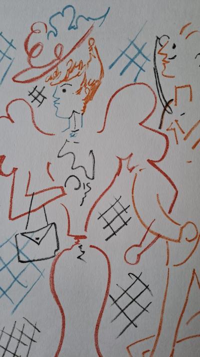 Jean Cocteau - L’élégante au chapeau - Lithographie originale en couleur 2