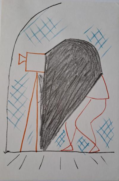 Jean Cocteau - Le photographe - Lithographie originale en couleur