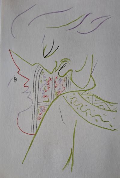 Jean Cocteau - L’homme en colère - Lithographie originale en couleur 2