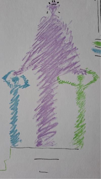 Jean Cocteau - L’homme et ses deux fils - Lithographie originale en couleur 2