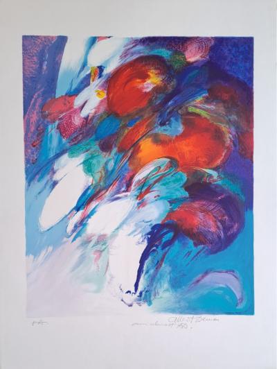Albert Deman - Nature morte au bouquet de fleurs - Lithographie originale, signée, EA et annotée 2