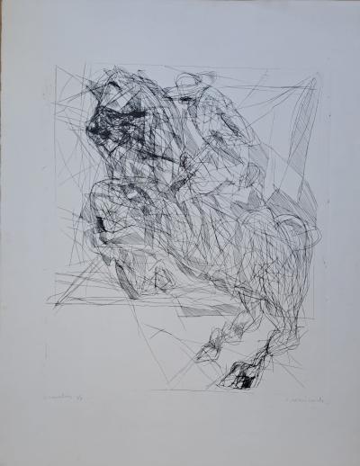 Claude Weisbuch - Le cavalier- Lithographie originale, signée et numérotée 2
