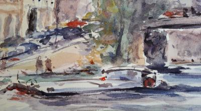 Georges Yoldjoglou - Quai de Seine - Aquarelle, signée et dédicacée 2