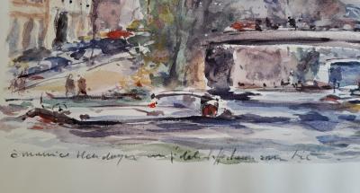 Georges Yoldjoglou - Quai de Seine - Aquarelle, signée et dédicacée 2
