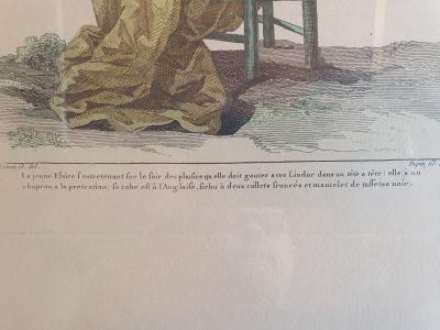 Watteau - la Jeune Elvire 1786 - Gravure Estampe 2