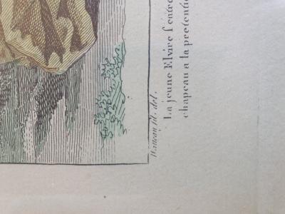 Watteau - la Jeune Elvire 1786 - Gravure Estampe 2