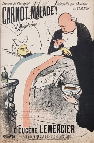 Henri de Toulouse-Lautrec, Carnot malade, lithographie originale 1893 2