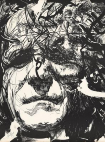 Raymond Moretti  Portrait  Lithographie originale noir et blanc sur papier Rives Epreuve signée et justifiée  d’un tirage en  150 exemplaires 2