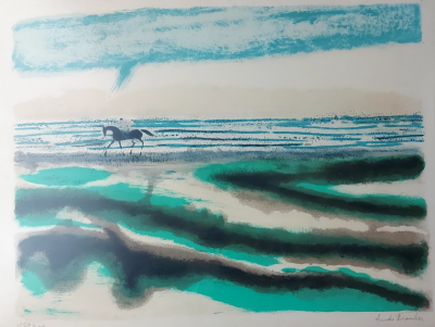 André Brasilier - Cavalier sur la  plage,1969  - Lithographie originale, signée et justifiée 2