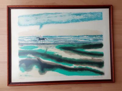 André Brasilier - Cavalier sur la  plage,1969  - Lithographie originale, signée et justifiée 2