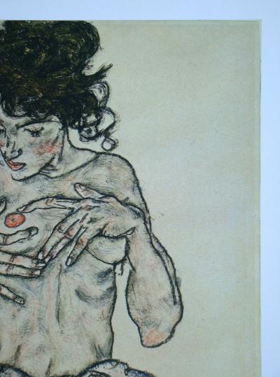 Egon SCHIELE (after), Halbnackte kniende Frau, 1973 - Offset lithograph signed and dated 2