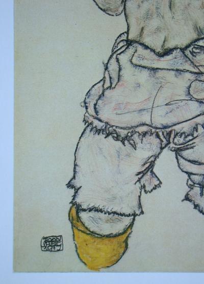 Egon SCHIELE (after), Halbnackte kniende Frau, 1973 - Offset lithograph signed and dated 2