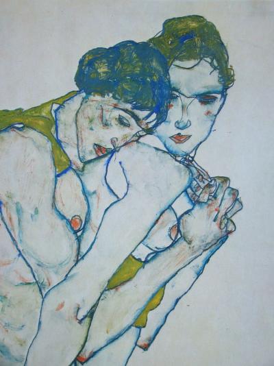 Egon SCHIELE (after), Freundschaft, 1973 - Offset lithograph signed and dated 2