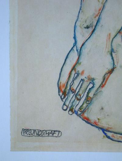 Egon SCHIELE (after), Freundschaft, 1973 - Offset lithograph signed and dated 2