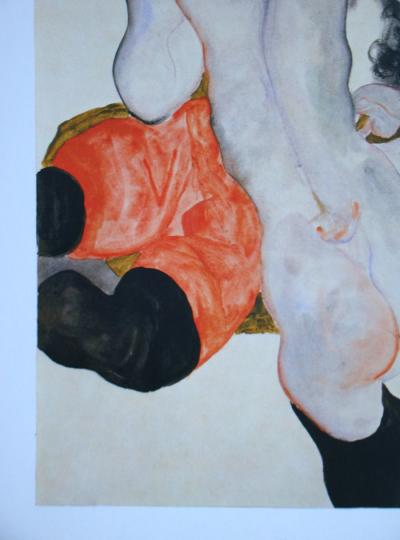 Egon SCHIELE (d'après), Weibliches Liebespaar, 1973 - Lithographie offset signée et datée 2