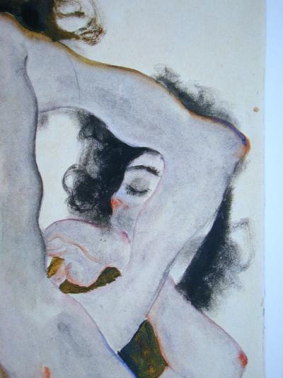 Egon SCHIELE (d'après), Weibliches Liebespaar, 1973 - Lithographie offset signée et datée 2