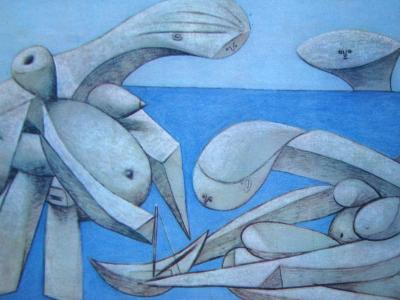 Pablo PICASSO (d’après) - Jeunes filles au bord de la mer, 1946 - Héliogravure signée 2