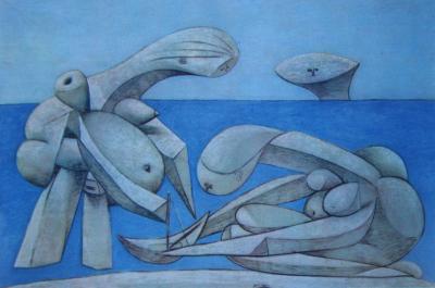 Pablo PICASSO (d’après) - Jeunes filles au bord de la mer, 1946 - Héliogravure signée 2