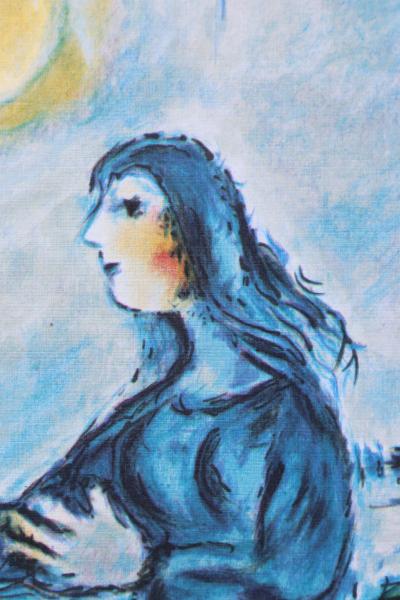 Marc CHAGALL (d’après) : Couple d’amoureux sur les toits de Paris - Lithographie numérotée et signée, édition limitée 2