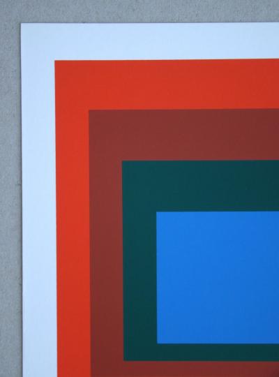 Josef ALBERS - Hommage au carré - Bleu avec vert foncé et 2 rouges, 1971 - Sérigraphie originale 2