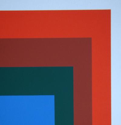 Josef ALBERS - Hommage au carré - Bleu avec vert foncé et 2 rouges, 1971 - Sérigraphie originale 2