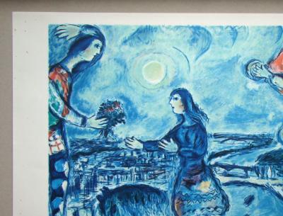 Marc CHAGALL (after) - Lovers over Paris, 1985 - Limited edition lithograph signed 2