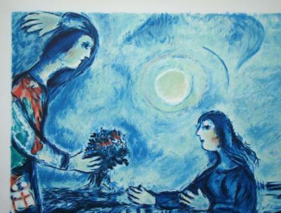 Marc CHAGALL (after) - Lovers over Paris, 1985 - Limited edition lithograph signed 2