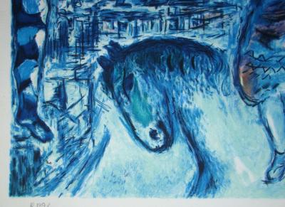 Marc CHAGALL (after) - Lovers over Paris, 1985 - Limited edition lithograph signed 2