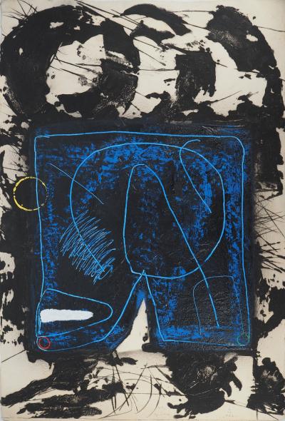 LIONEL : Composition en bleu - Gravure en carborundum signée 2