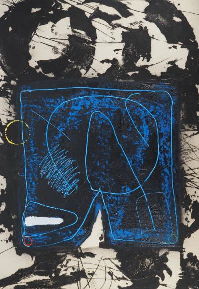 LIONEL : Composition en bleu - Gravure en carborundum signée 2