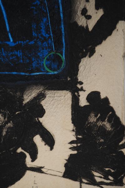 LIONEL : Composition en bleu - Gravure en carborundum signée 2