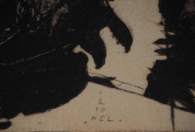 LIONEL : Composition en bleu - Gravure en carborundum signée 2