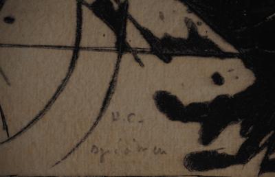 LIONEL : Composition en bleu - Gravure en carborundum signée 2