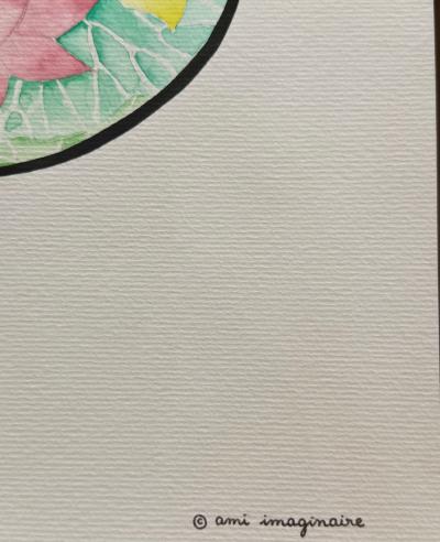 Ami Imaginaire - Flamingo  - 2023 - Technique mixte sur papier - Signée 2