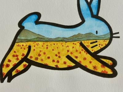 Ami Imaginaire - Lapinou - 2023 - Technique mixte  sur papier - Signé 2