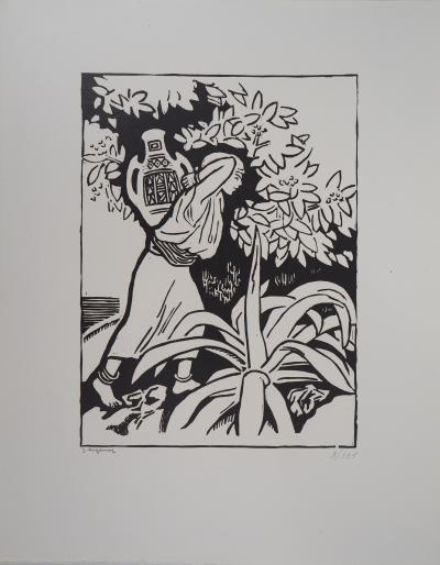 Jules MIGONNEY : La belle Africaine - Bois gravé original signé, 1923 2