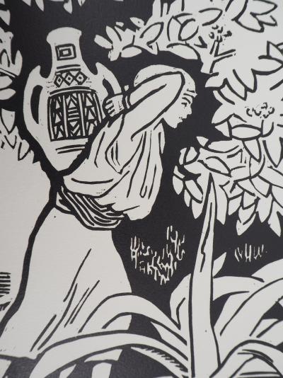 Jules MIGONNEY : La belle Africaine - Bois gravé original signé, 1923 2