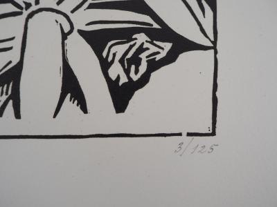 Jules MIGONNEY : La belle Africaine - Bois gravé original signé, 1923 2