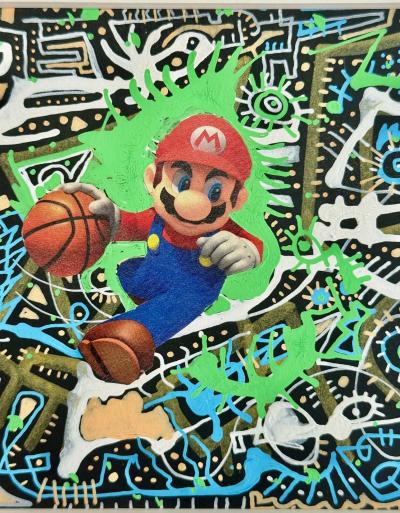 Christophe Girerd - Mario Bros - 2020 - Technique mixte sur papier - Signé 2