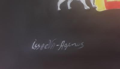 Véronika Issaeva-Agenos - Femme avec le bulldog français, 2015 - Acrylique sur carton 2