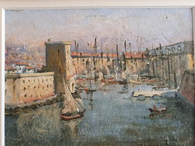 Vieux-Port de Marseille  vers 1930 huile sur bois 2