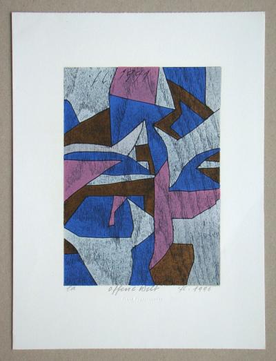 Franz EGGENSCHWILER - Offene Welt, 1996 - Gravure sur bois originale signée à la main 2