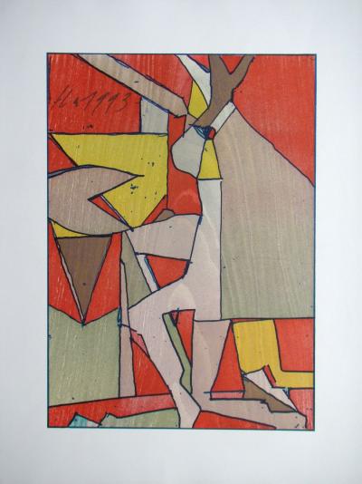 Franz EGGENSCHWILER - Baummann, 1993 - Original woodcut monogrammed 2